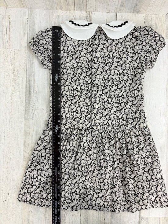 La Coqueta Girls Sz 7 Black Floral Short Sleeve Bow Xana Dress - Picture 13 of 14